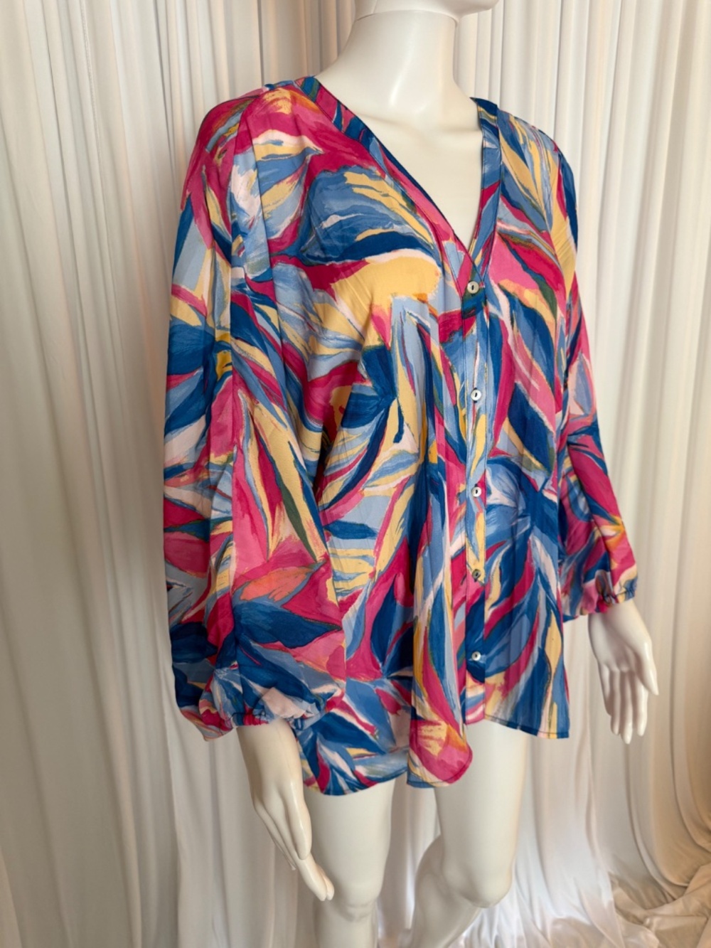Colleen Lopez Art Print Tunic Blouse Dolman Sleeves NWOT L - Picture 3 of 16